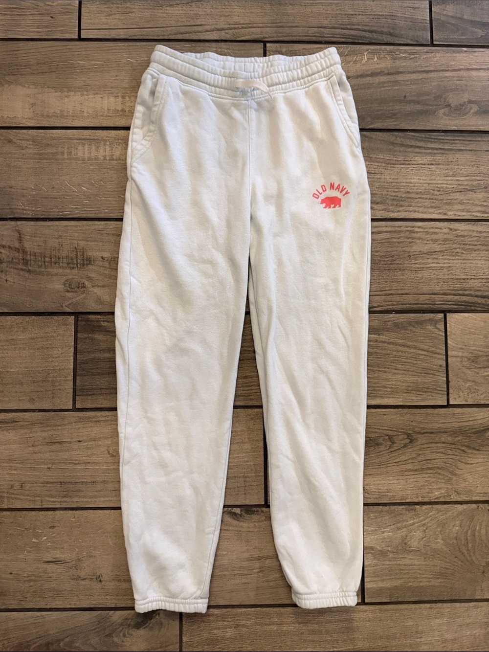 Old Navy girls White Fleece Joggers with Pink Logo